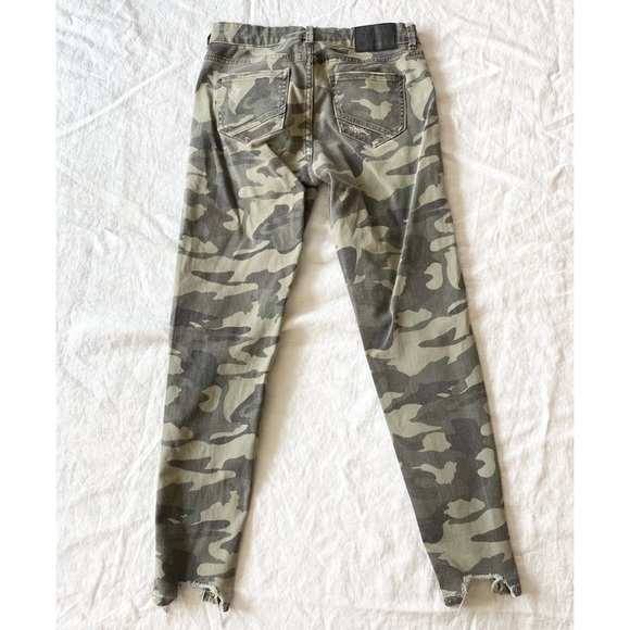 ZARA Camo Skinny Jeans Distressed Cropped Zipper Camouflage - Picture 3 of 10